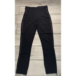 Spanx Faux Leather Side Stripe Track Legging Joggers in Black Size‎ Medium